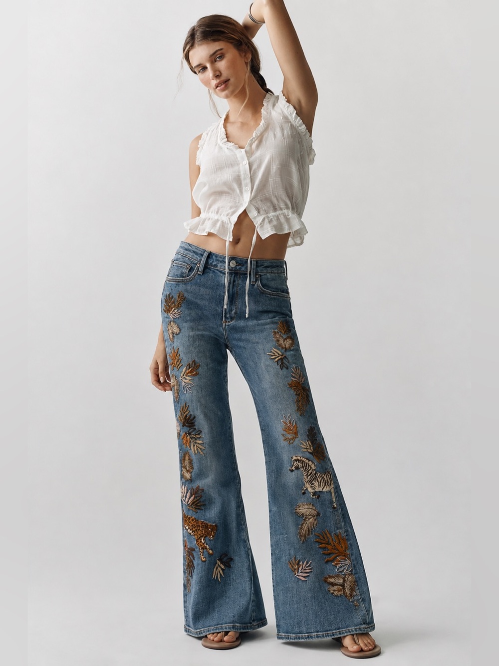 Driftwood Farrah Flare Jeans Zebra Leopard